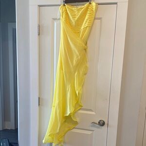 Hello Molly Yellow Ruffled Asymmetrical Dress